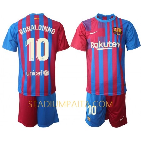Virallinen pelipaita FC Barcelona Ronaldinho 10 Koti 2021-22 Pitkähihainen - Lasten( + Lyhyet housut )